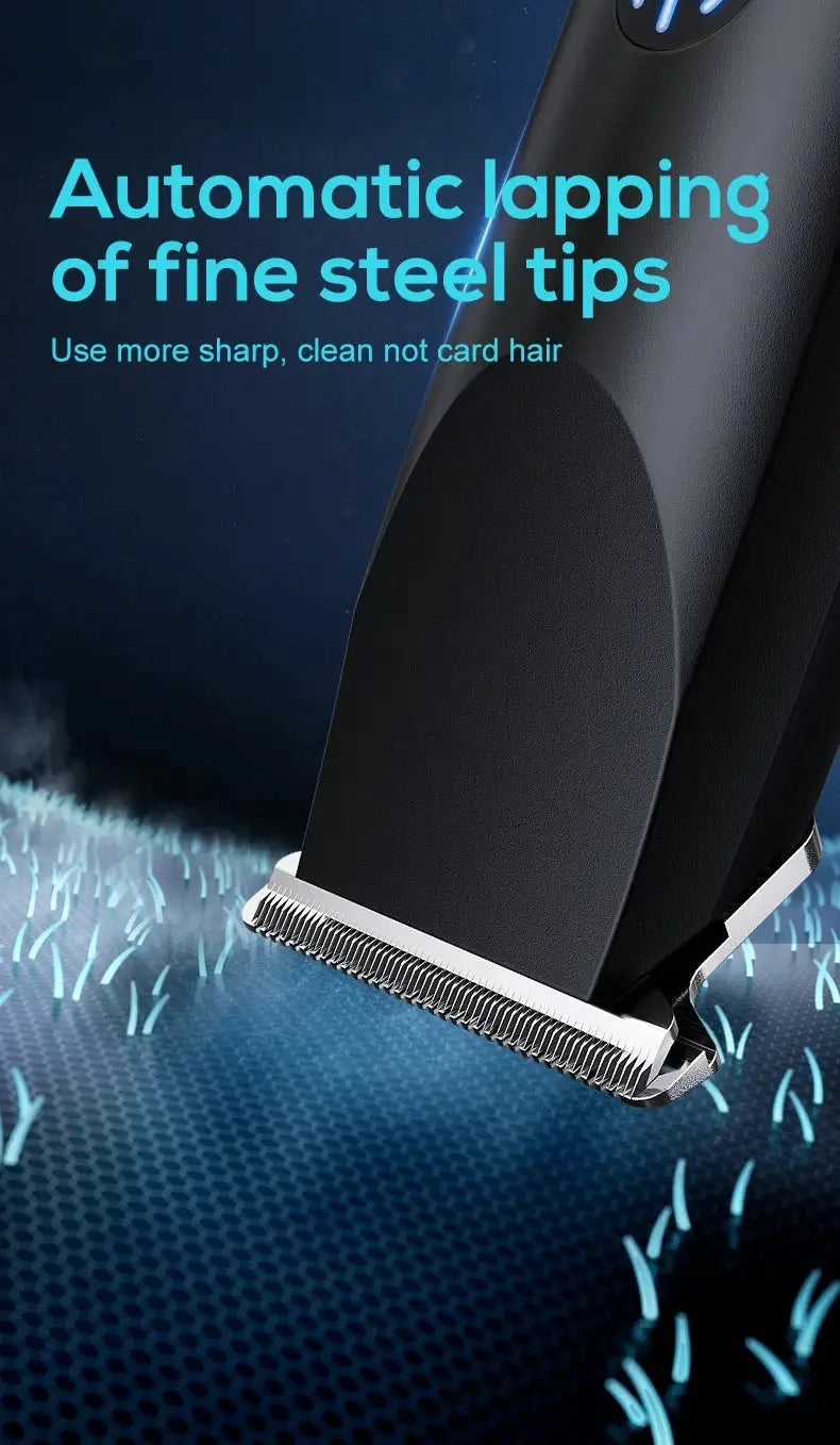 Electric hair clipper by Simples Market with USB charging and adjustable cutter head, black body, silver blade