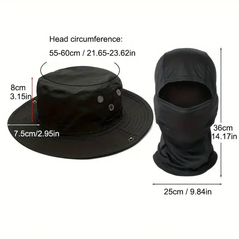 Camouflage Boonie Cap Balaclava Hat Set Foldable Soft Brim Sun Protection For Outdoor Hunting And Fishing