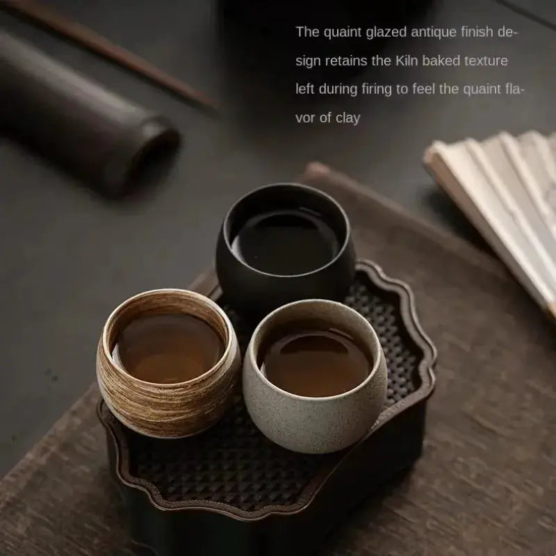 ZenStone Japanese Style Handmade Stoneware Tea Cup 80ml Ideal For Kung Fu Tea Ceremonies