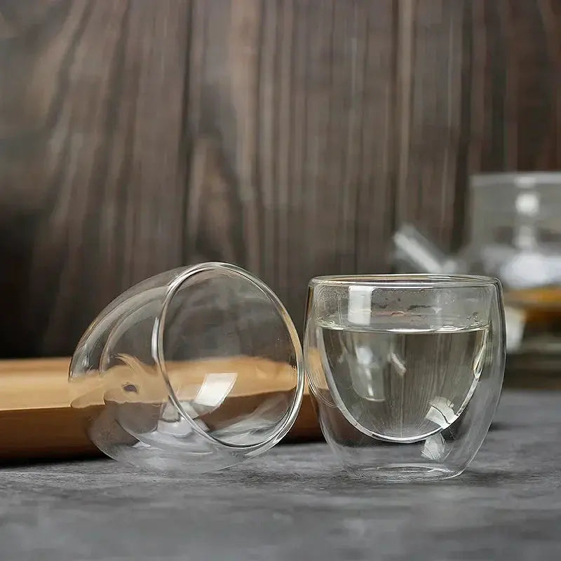 Double Wall Glass Kung Fu Tea Cup Set 80ml 150ml High Borosilicate Transparent Drinkware For Tea Coffee Milk Water