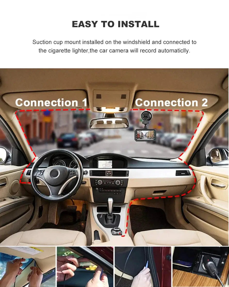 Simples Market dashcam mirror with front and rear cameras, 4.0-inch display, Full HD 1080p.