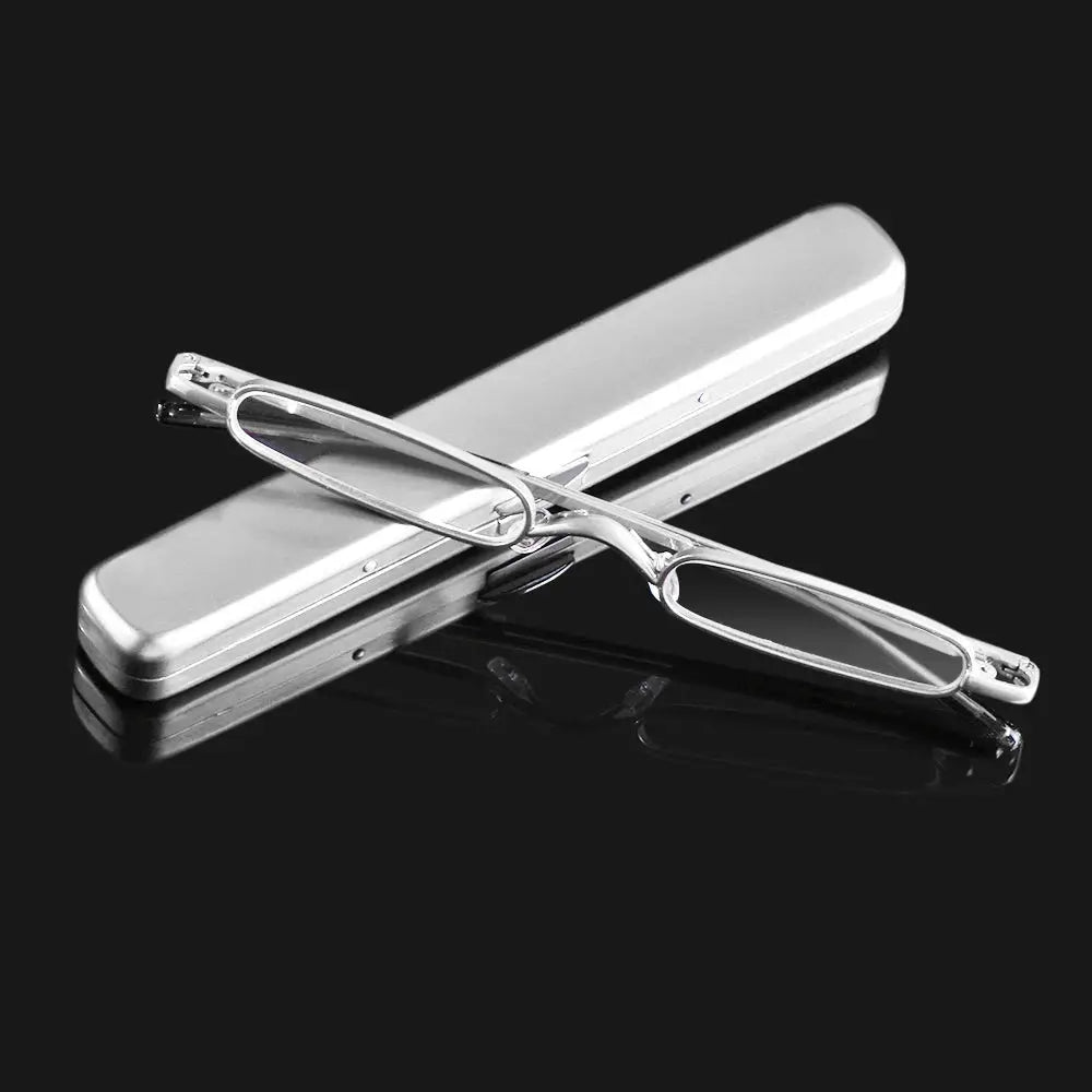 Elegant Reading Glasses Metal Frame Ultra Thin Design Lightweight Portable Mini Eyewear For Men And Women With Case