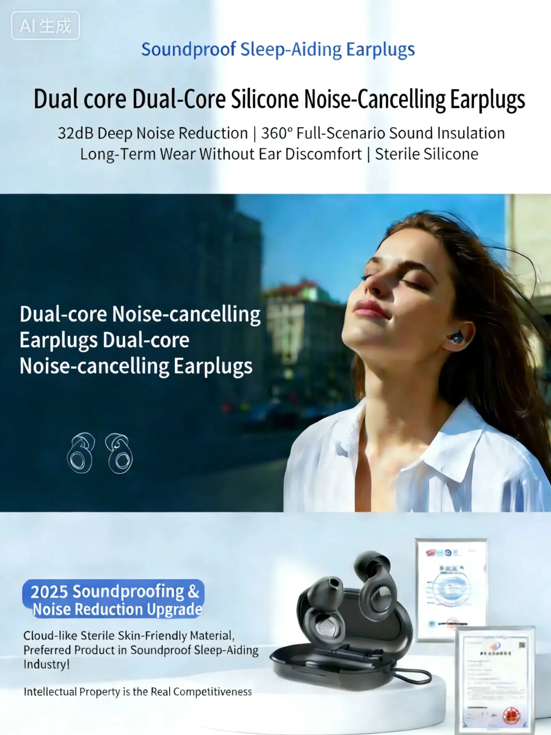 QuietGuard Reusable Silicone Ear Plugs With Noise Cancelling Hearing Protection For Sleep Travel And Work
