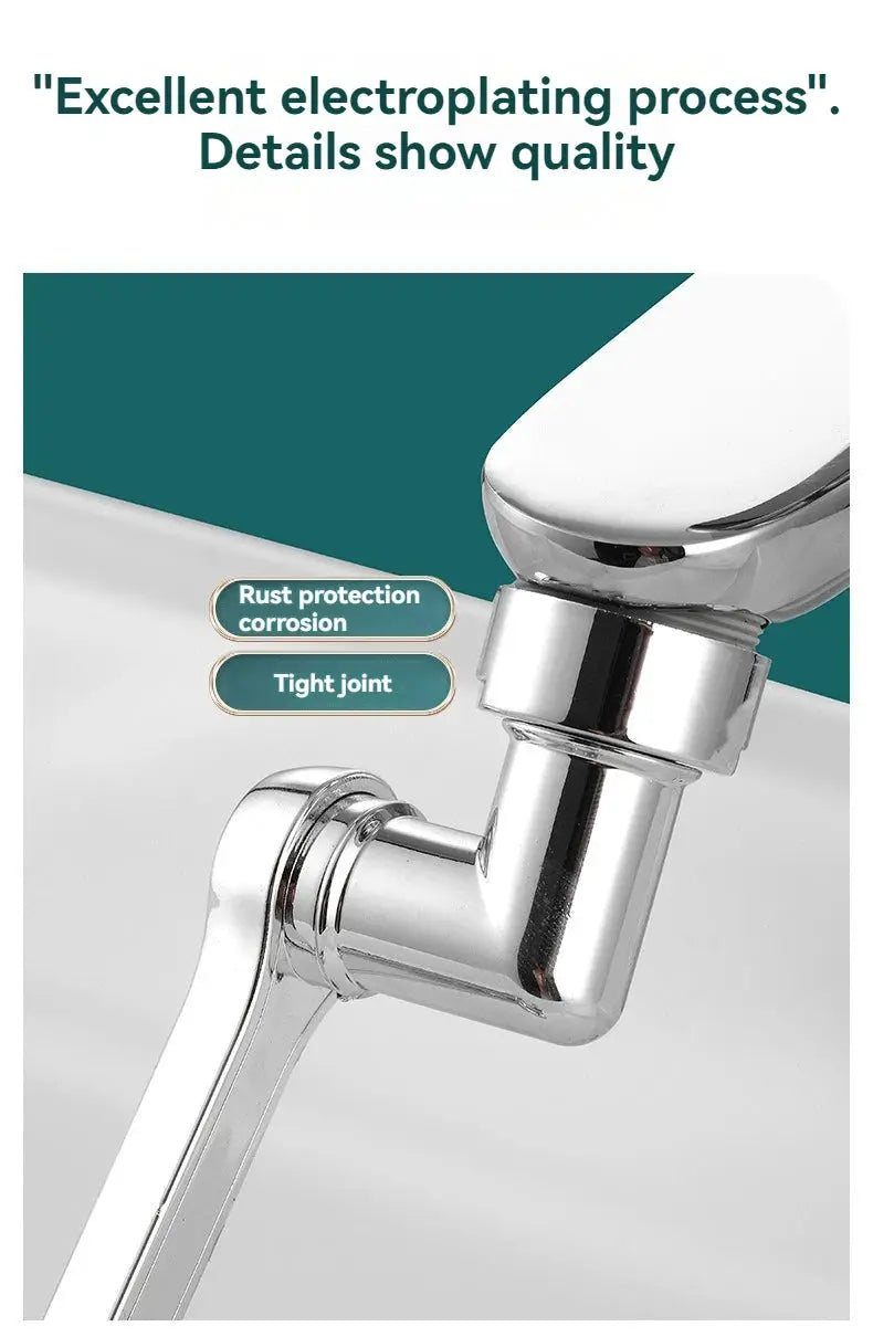 Faucet aerator extender, chrome, universal rotation