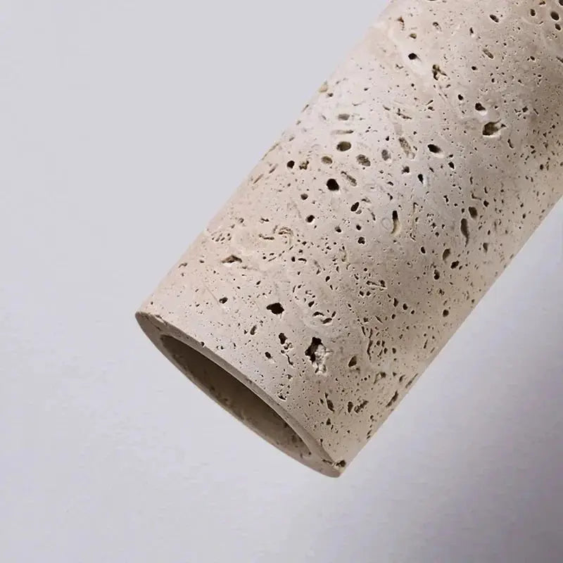 Japanese wabi-sabi bedside chandelier shade, beige textured concrete-like tube
