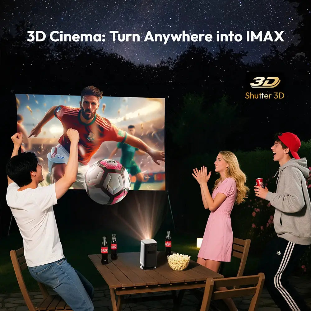 BYINTEK P70X Portable Projector Battery 4K 3D WiFi Outdoor Movie Night