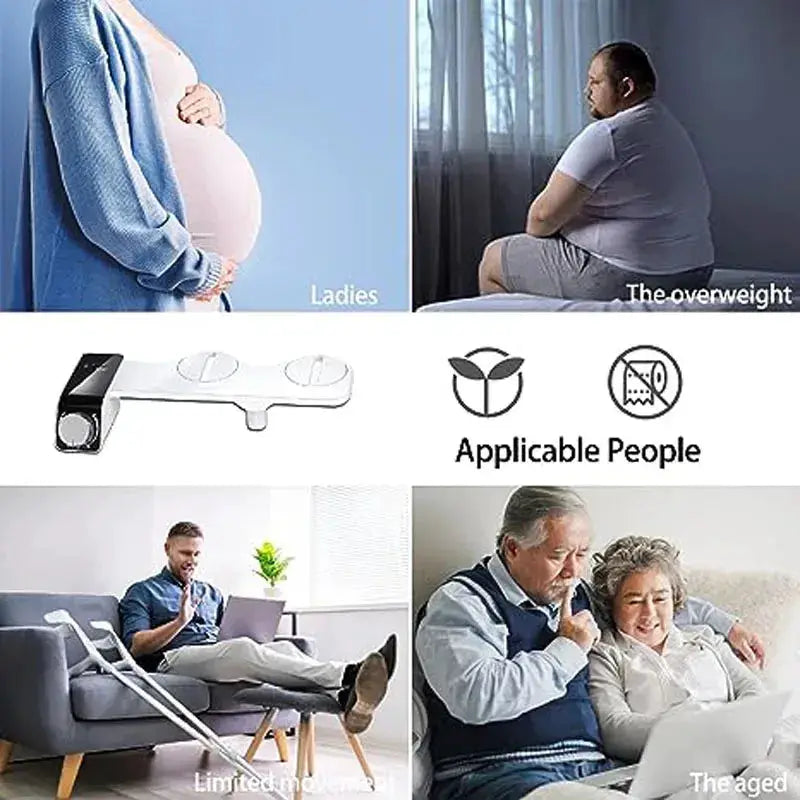 Bidet toilet seat attachment by Simples Market with dual spray nozzles, non-electric, self-cleaning, cold water