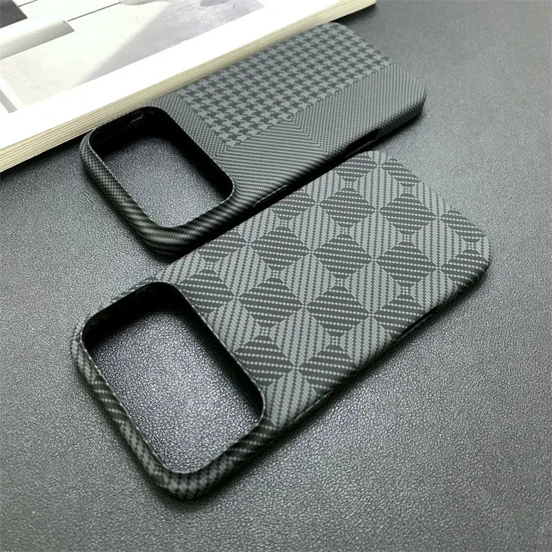 LuxCarbon Slim Carbon Fiber Case For iPhone 17 Pro Max 16 15 14 13 Shockproof Matte Bumper