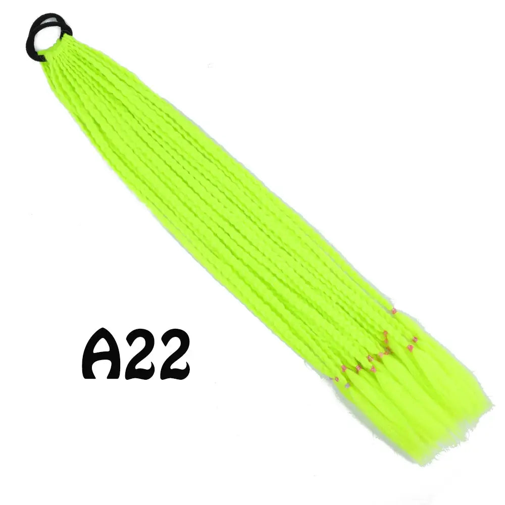 Ponytail extension by Simples Market, neon yellow braided with elastic band, 24 inches long