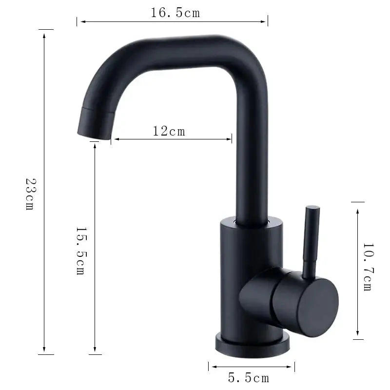 Bathroom basin faucet Simples Market, black matte 304 stainless steel single-handle mixer with 360° rotating spout