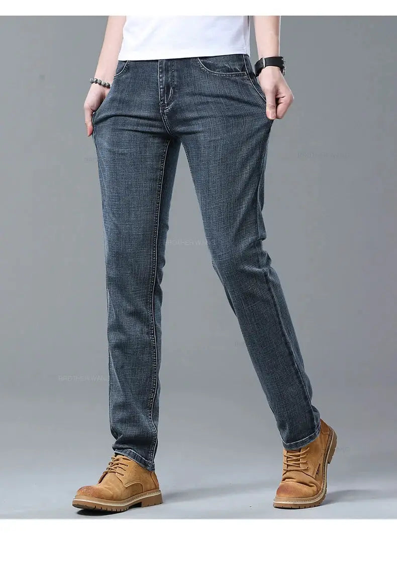 Simples Market men's light blue slim denim jeans with stretch fabric