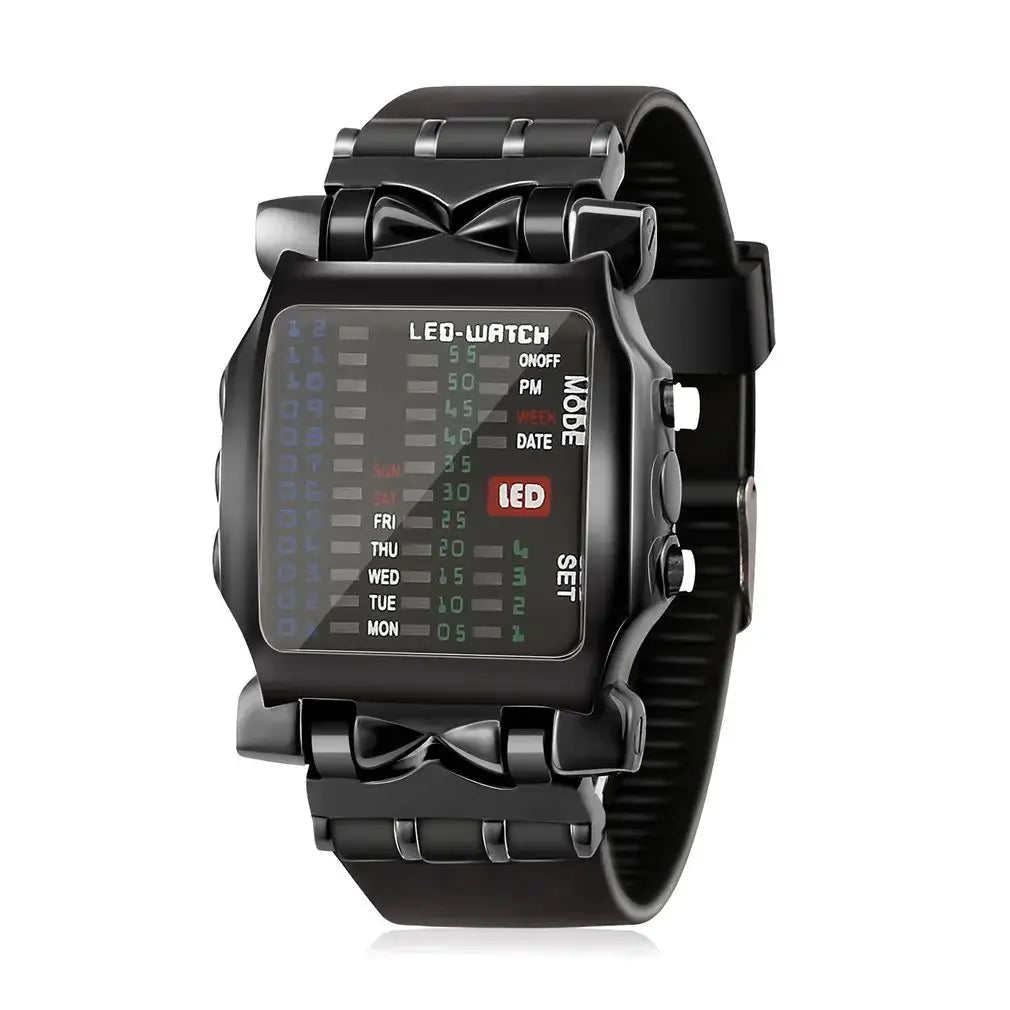 CrabTech LED Watch For Men Creative Crab Shaped Electronic Timepiece Luminous Binary Display Waterproof Multifunction