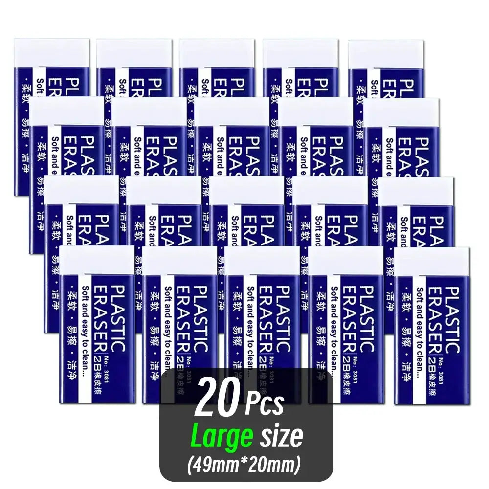 20pcs large plastic erasers by Simples Market in blue packaging (49mm×20mm)