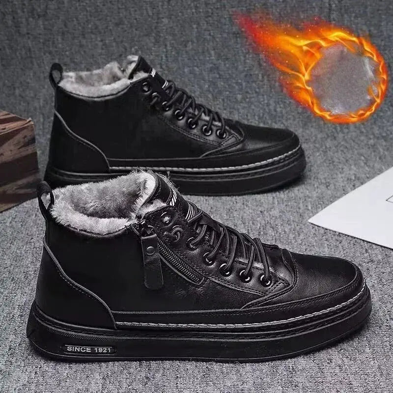 Mens Winter Warm Cotton Shoes 2024 Classic Fashion Retro Plush Anti Slip Snow Boots Outdoor Casual
