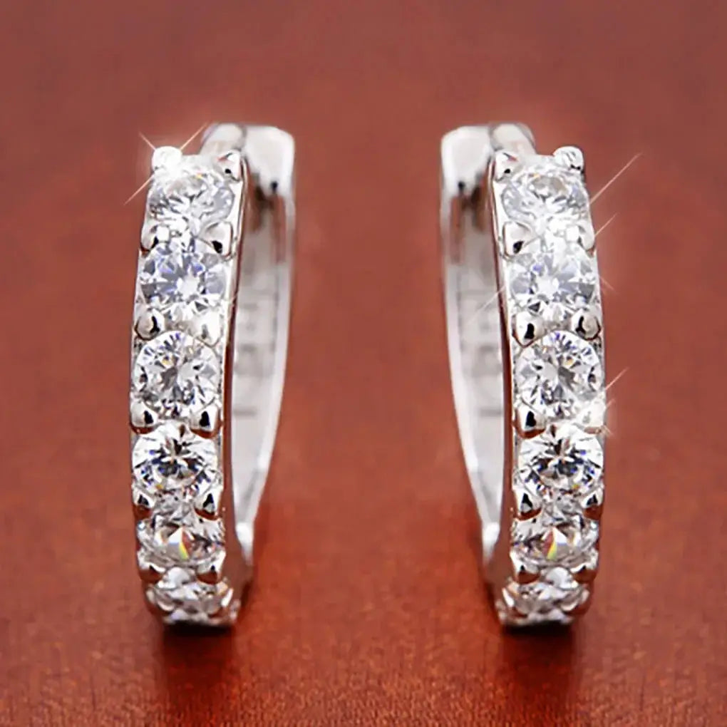 Luxurious Romantic Women's Hoop Earrings Plated Rhinestone Crystal Jewelry Zinc Alloy