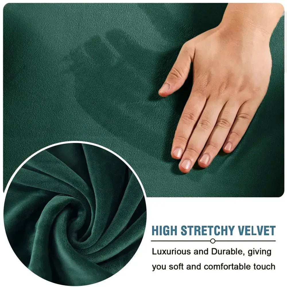 Velvet stretchy patio sofa covers by Simples Market in green, removable seat cushion case