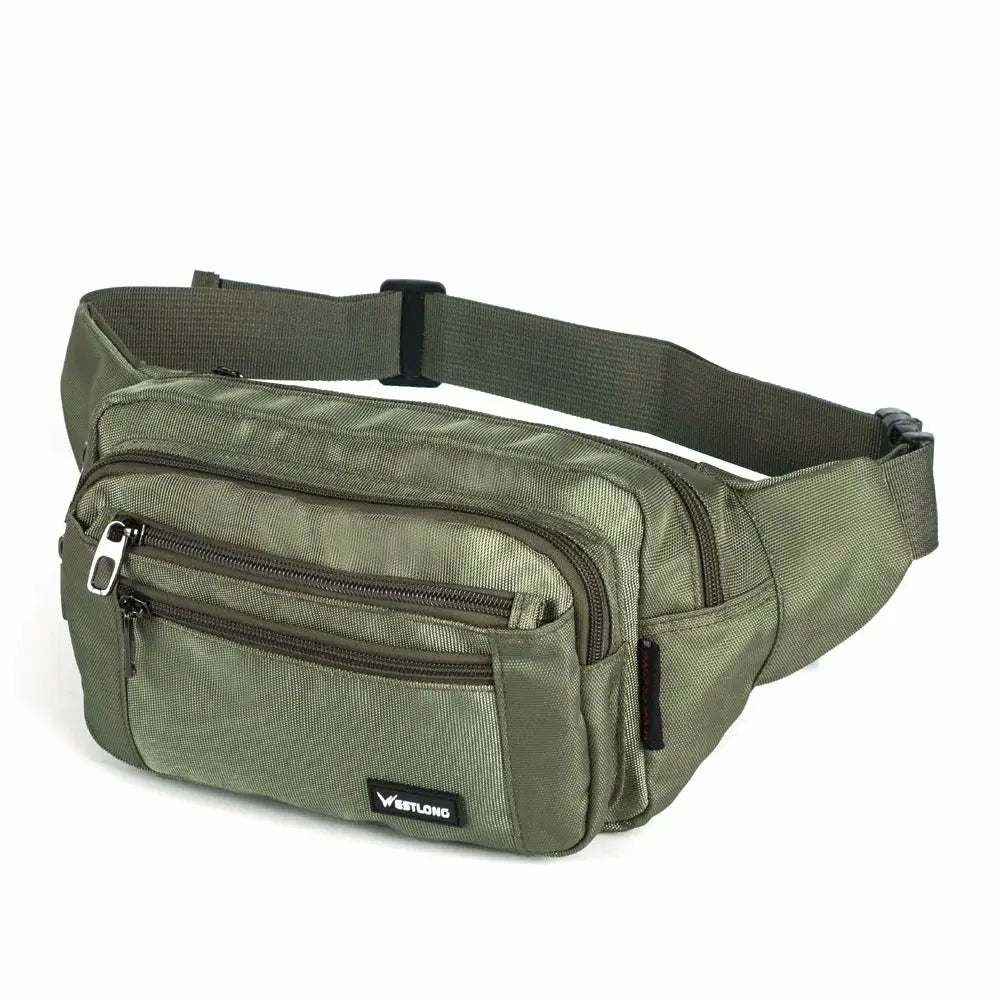 Waist pack olive-green by Westlong with multiple zip pockets.