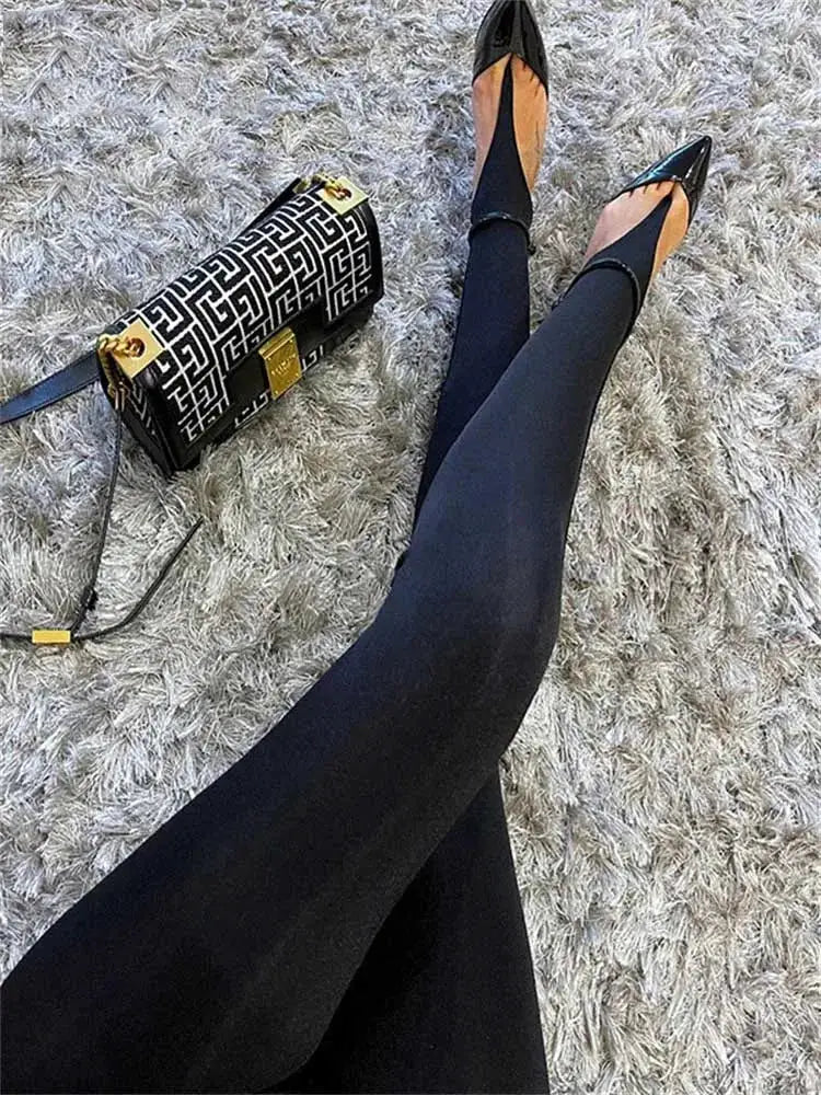 Korean Vogue Winter Black High Waisted Skinny Y2K Glitter Pants For Party Look And Club Wear