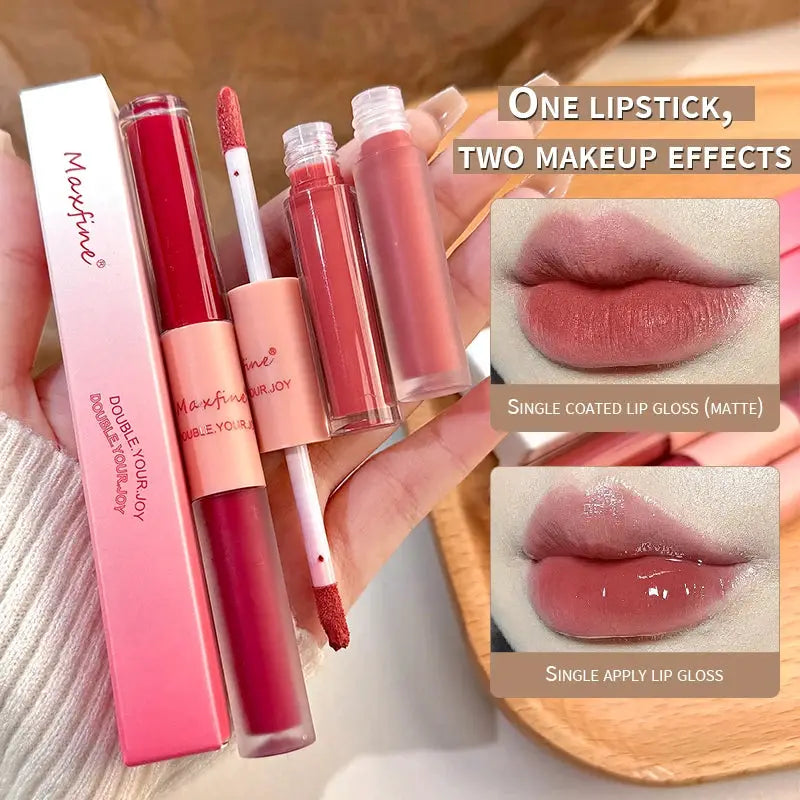LuxeLips Double End Lip Glaze With Gloss And Matte Velvet Finish For Long Lasting Color And Hydration