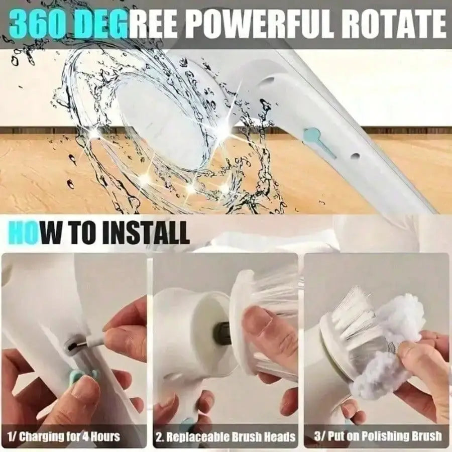 Simples Market electric cleaning tool with 360-degree rotating brush head for bathroom and kitchen