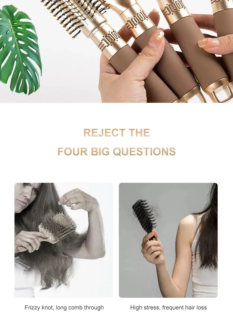 Set of four CALIYI hair massage air-cushion brushes with gold handles, anti-static detangler