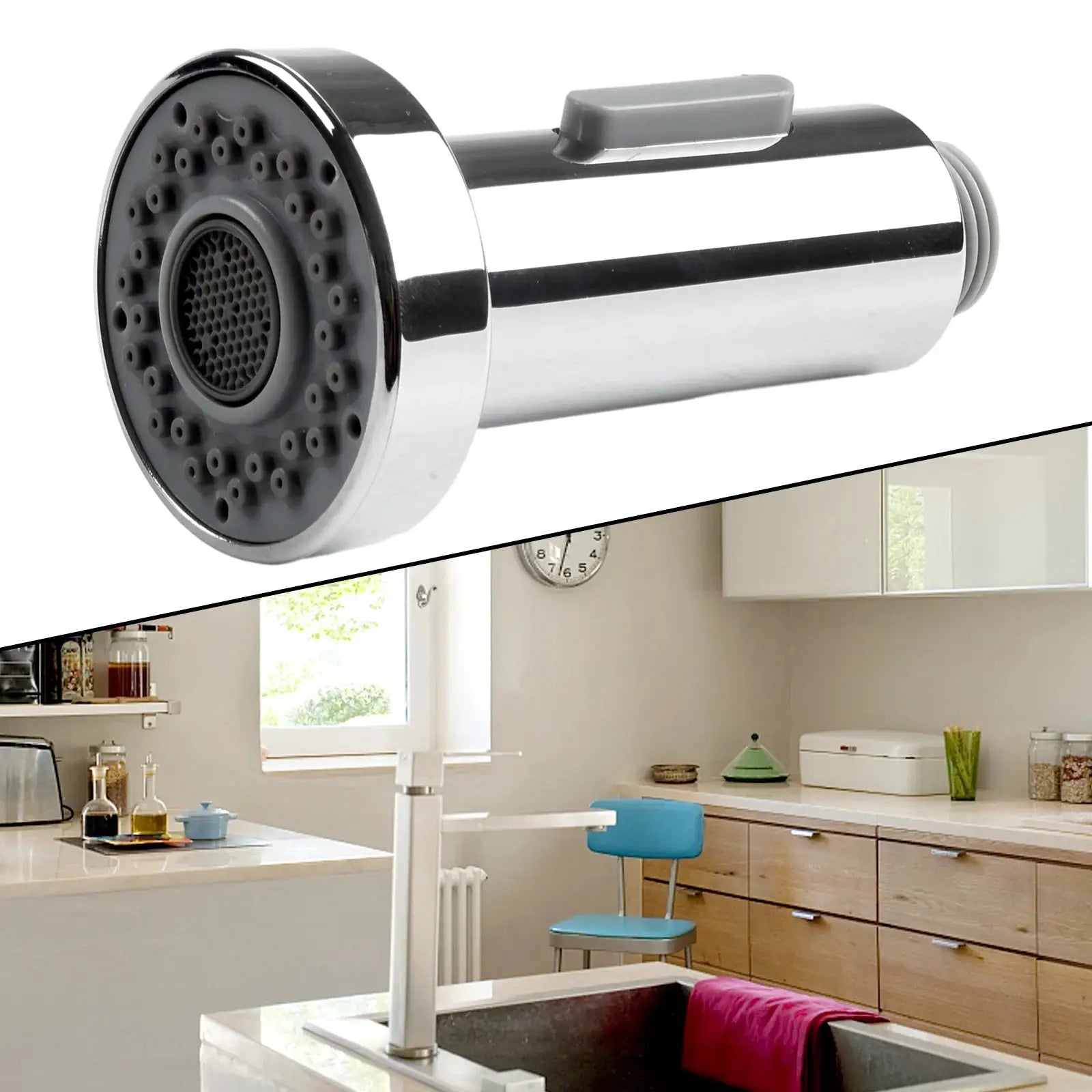 ABS kitchen faucet head replacement with chrome finish pull-down sprayer nozzle