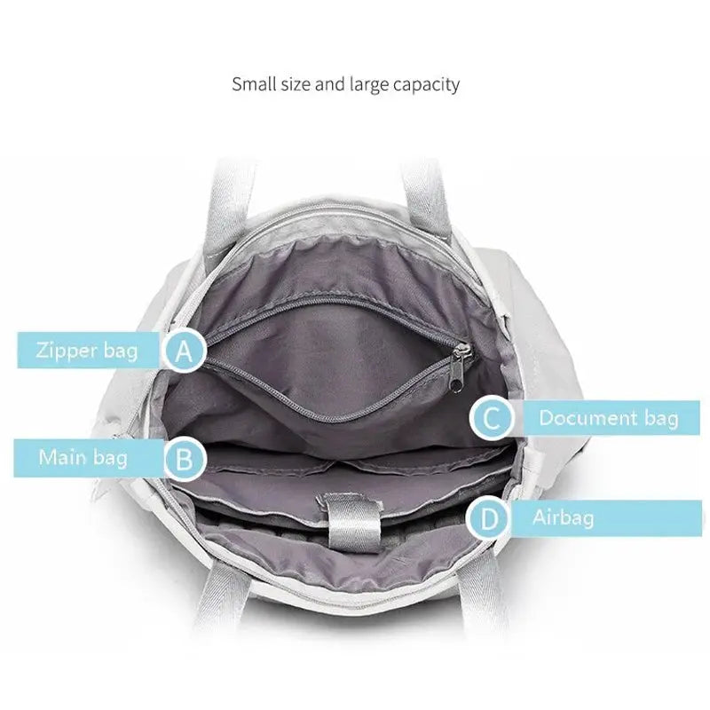 Women's gray waterproof Oxford canvas laptop backpack by Simples Market, fits 13–15.6 inch laptops