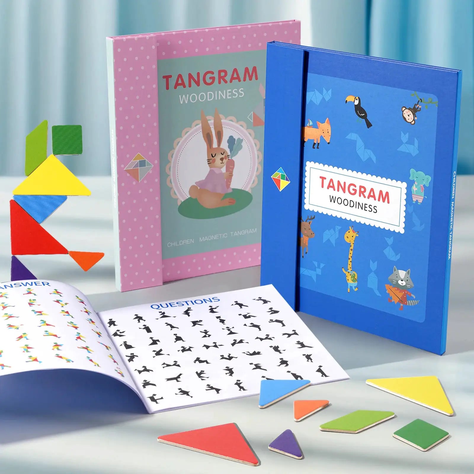Magnetic Wooden Tangram Block Puzzle Game for Kids Montessori Inspired Educational Toy Develops Logic Creativity Gift