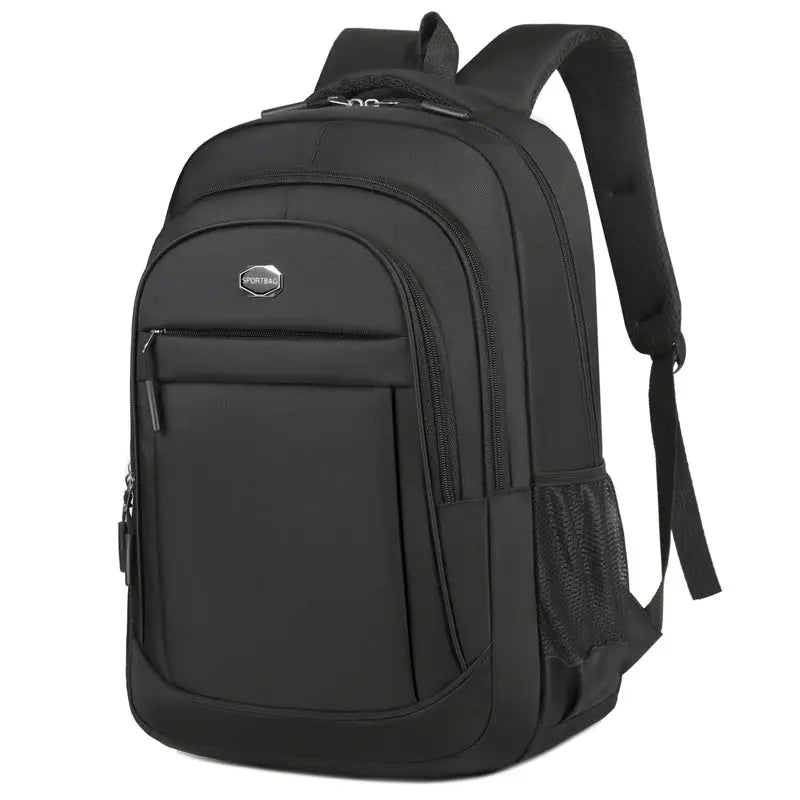 Backpack by Simples Market, black, large-capacity with multiple compartments for travel, office and school