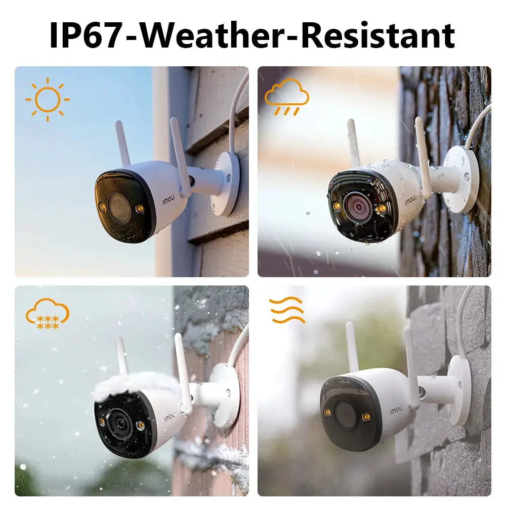 IMOU Bullet 2E outdoor WiFi security camera with built-in spotlight, 5MP, IP67, white