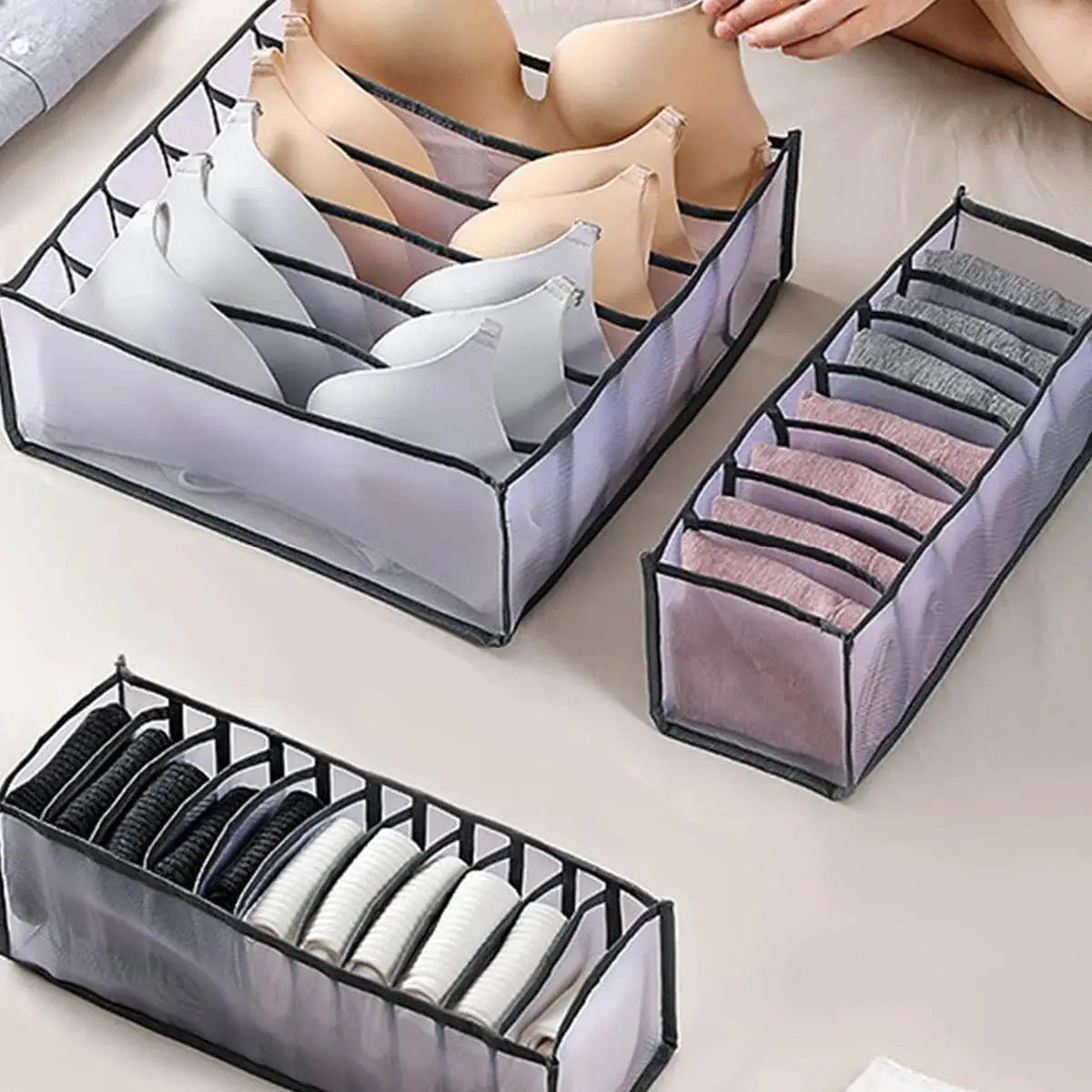 Foldable Closet Drawer Organizer For Socks And Underwear 7 9 11 Grid Storage Box Jeans Bra Organizer