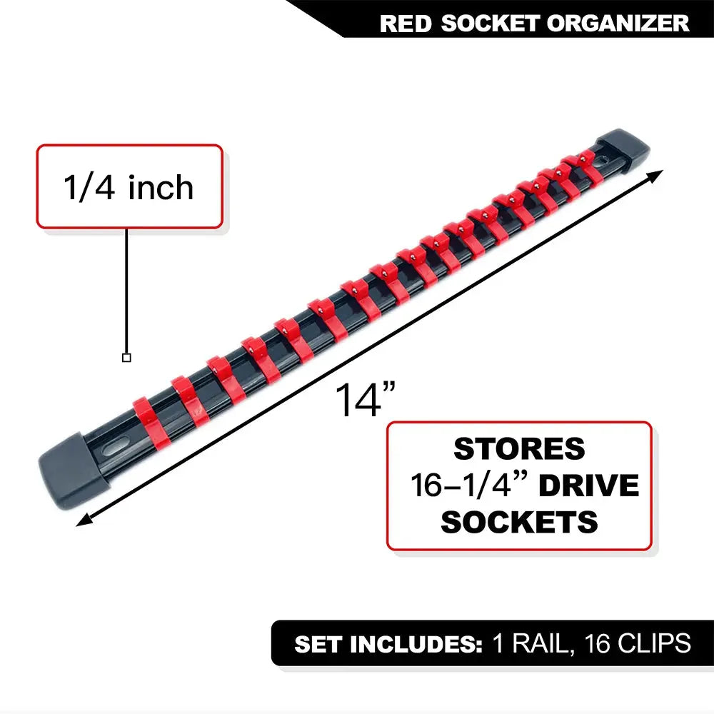 Durable Plastic Socket Organizer Rail Bracket For Quarter Inch Three Eighths And Half Inch Wrenches