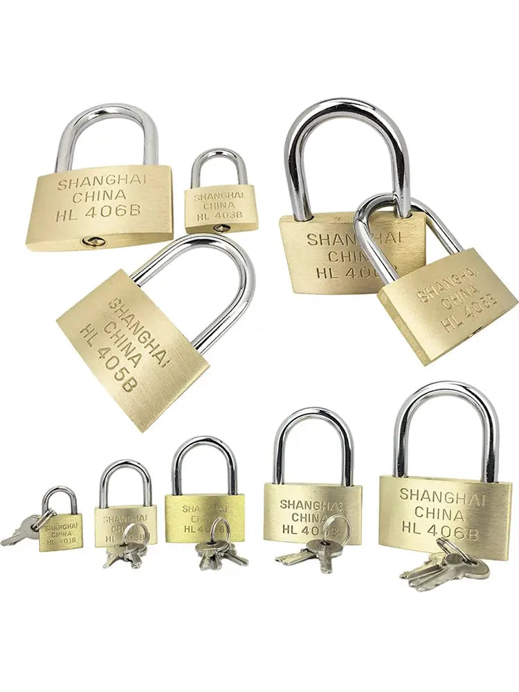 Simples Market copper padlocks set with keys; assorted 20–50mm sizes for luggage, lockers, home improvement