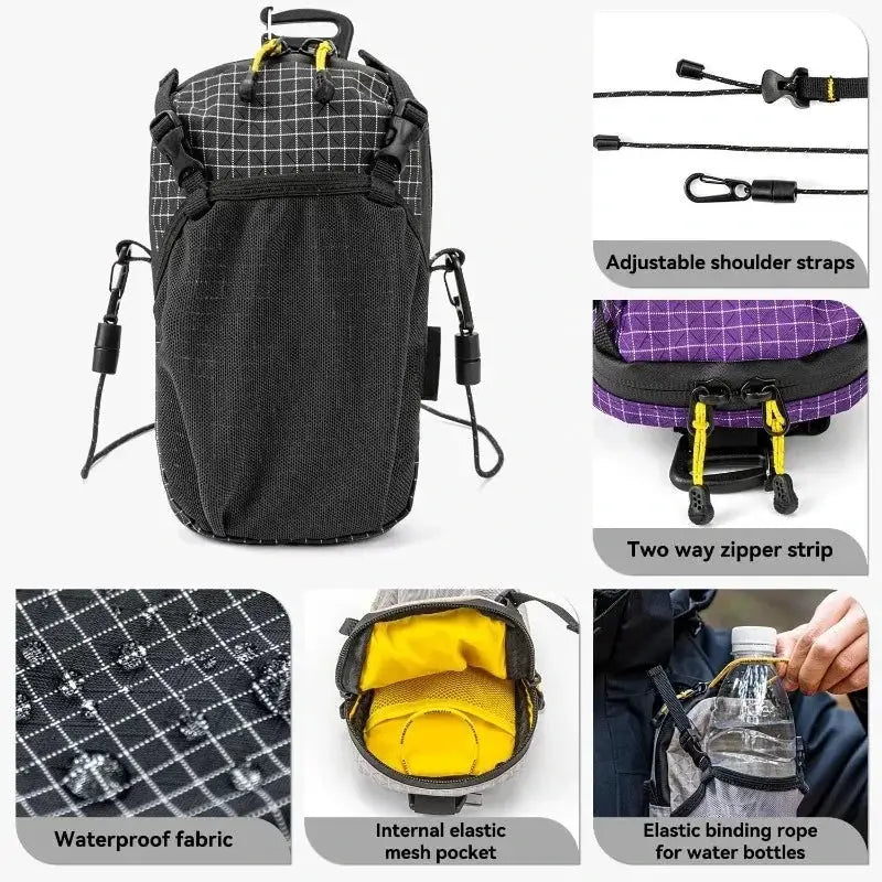 Waterproof Smartphone Pouch And Water Bottle Attachment For Backpack Shoulder Strap Hiking Camping Lightweight