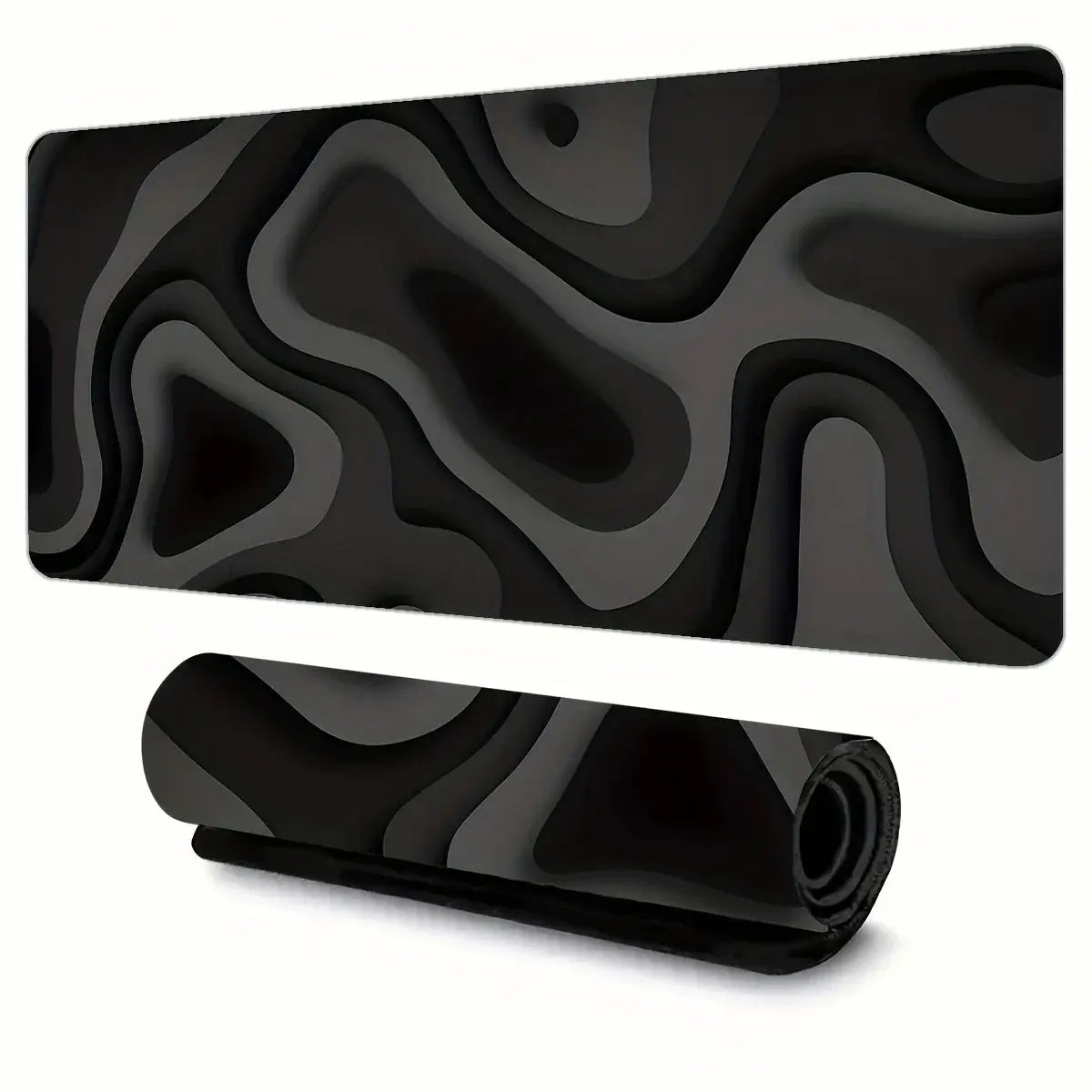 Black Gray Swirl Design Large Mouse Pad Desk Mat For Gaming And Office PC Keyboard Accessories