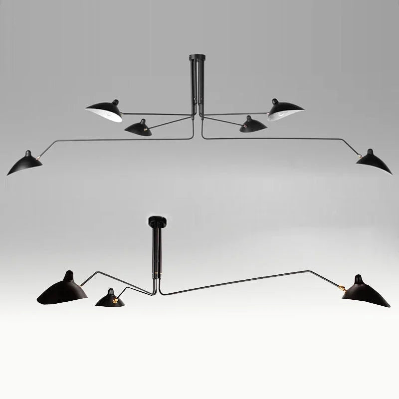 Mouille ceiling lamp by Simples Market, black six-head Nordic spider pendant light for living room