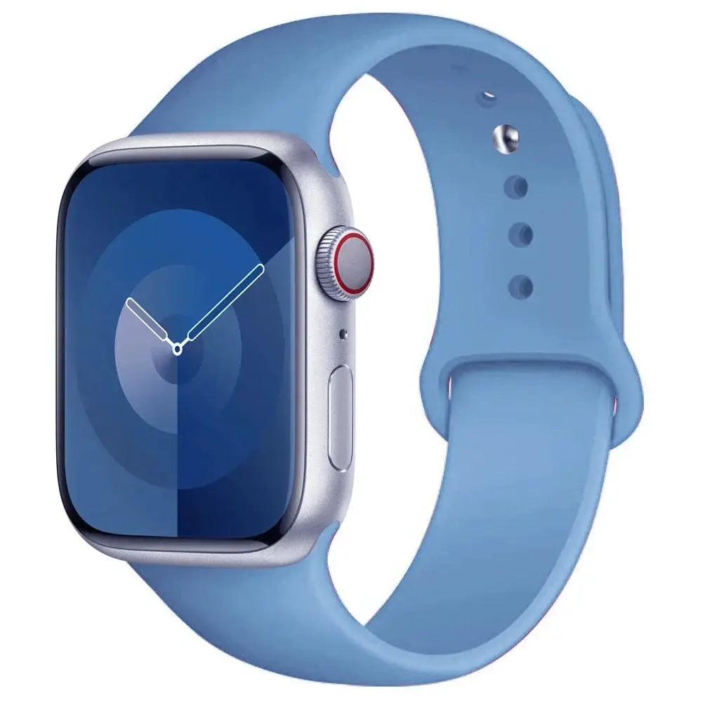 Silicone Apple Watch band by Simples Market in blue for multiple sizes