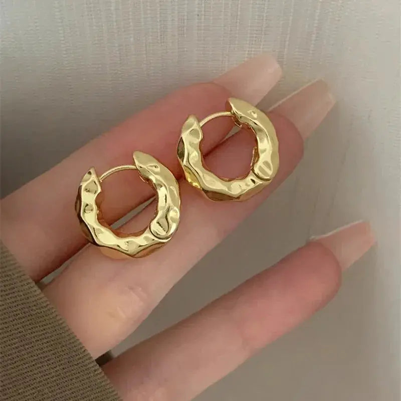 2Pcs Zinc Alloy Smooth Hoop Earrings For Women And Girls Elegant Luxury Jewelry Daily Wear