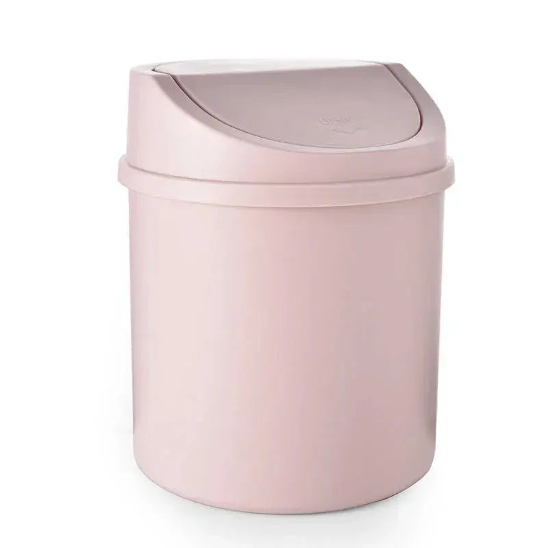 DeskMate Mini Desktop Bin Compact Trash Can With Flip Top Lid For Easy Trash Disposal And Clean Workspace