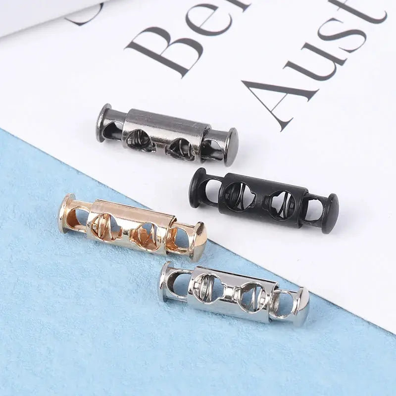 10 Piece Metal Double Hole Head Spring Cord Locks Adjustable Buckles Tightening Fasteners For Elastic Cords Sewing Tools