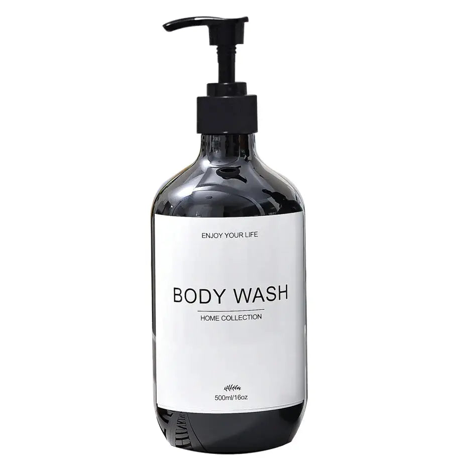 Simples Market body wash dispenser bottle with pump, 500ml, dark bottle