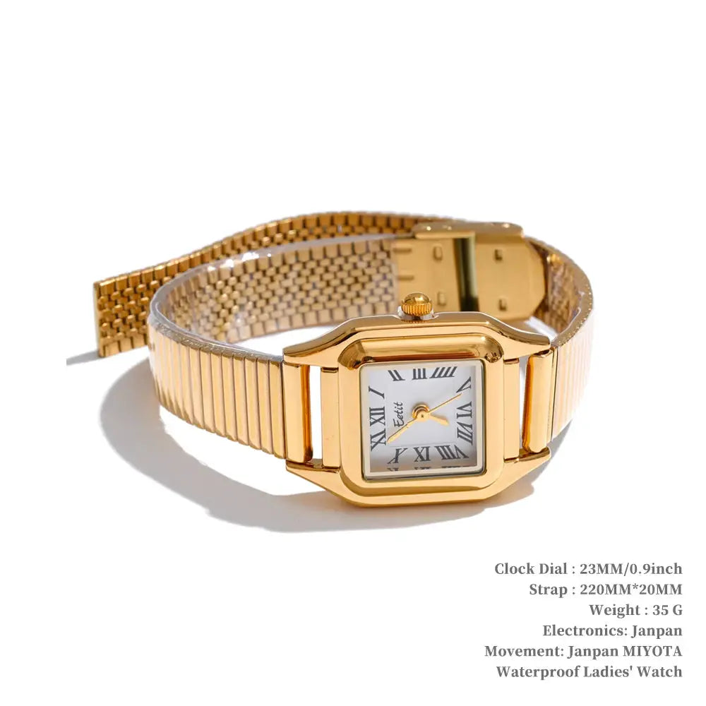 Yhpup Fashion Stainless Steel Ladies Watch With 18K Gold PVD Plating Japanese Movement 3 ATM Water Resistant