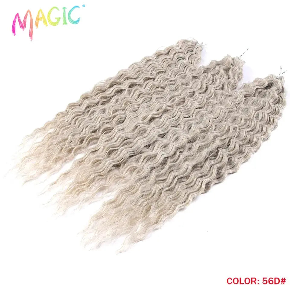 Magic Ariel Curl crochet hair water wave bundles, ombre blonde 22 inch, Simples Market, set of 3