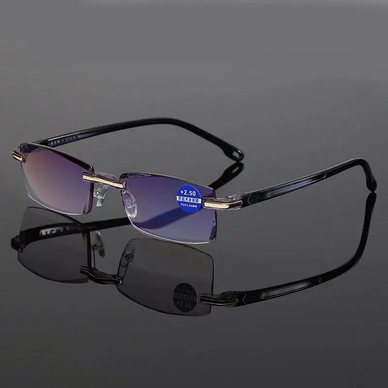 Lumiview Vintage Rimless Reading Glasses Anti Blue Light Presbyopia Eyewear With Diopters 1.0 To 4.0