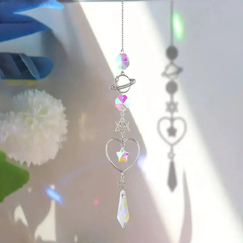 1 Pc Galaxy Star Moon Crystal Wind Chime Pendant Home Decor Outdoor Garden Suncatcher Holiday Party Supplies