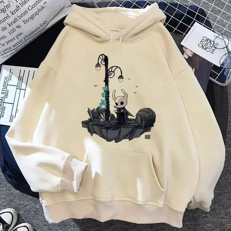 Hollow Knight Hoodie Grunge Y2K Aesthetic Cartoon Graphic Pullover For Autumn And Winter Wear