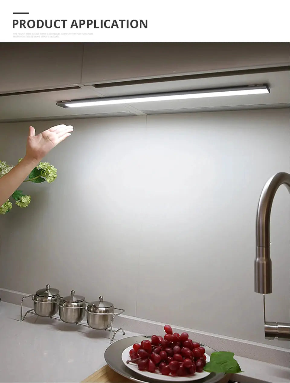 Under-cabinet LED light strip by Simples Market for kitchen, motion sensor, 30/40/50cm