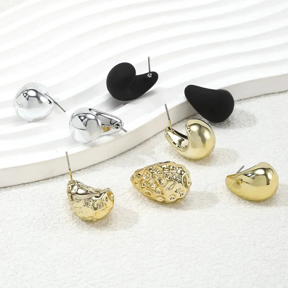 4 Pair Set Vintage Glossy Thick Acrylic Water Drop Stud Earrings For Women Fashion Tear Drop Party Jewelry