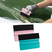 Felt edge squeegee with pink handle and black felt pad for car window tinting and vinyl wrap smoothing (3-pack)