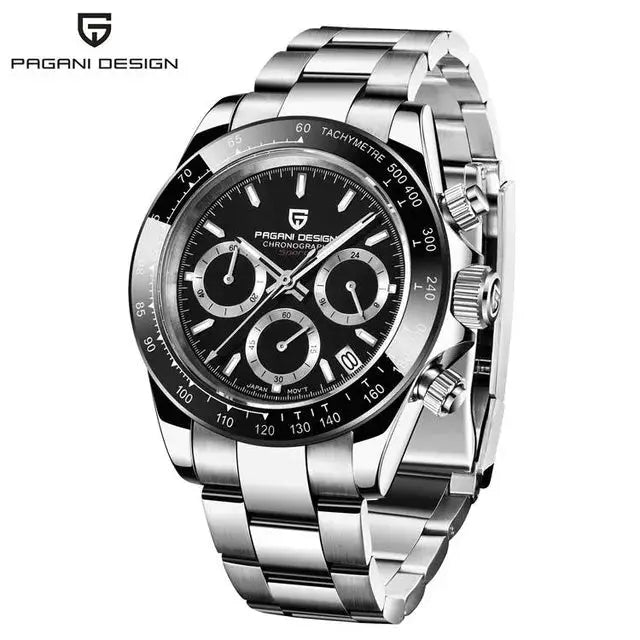 PAGANI DESIGN 40mm New V2 Mens Quartz Watch With Sapphire Crystal Retro Chronograph Stainless Steel Waterproof Wristwatch